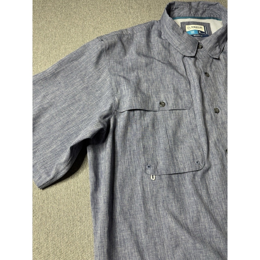 Magellan Fish Gear Shirt Mens XL Blue Fishing Button Up Vented Moisture Wicking - Picture 5 of 16